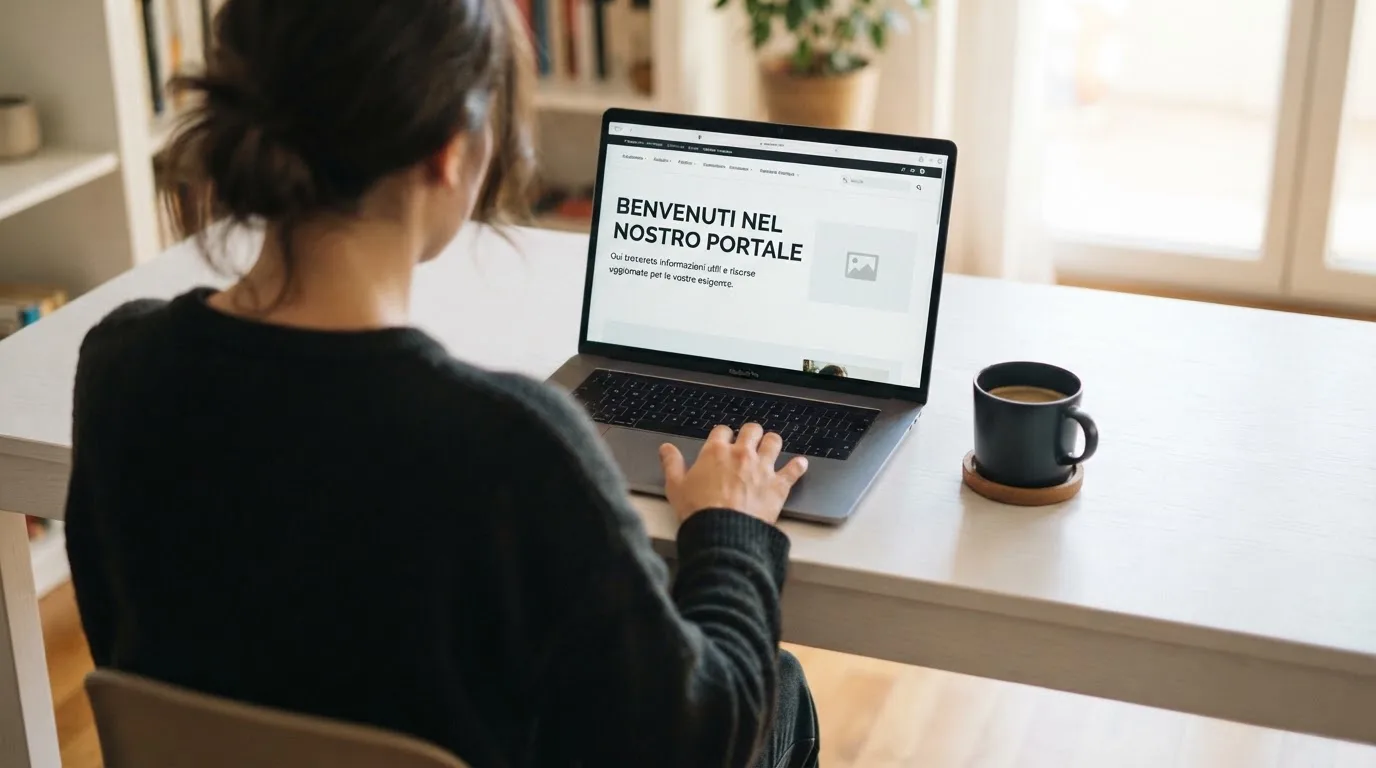 Persona davanti a un portatile che legge una pagina informativa sul gioco online in Italia — casino non aams che accettano postepay