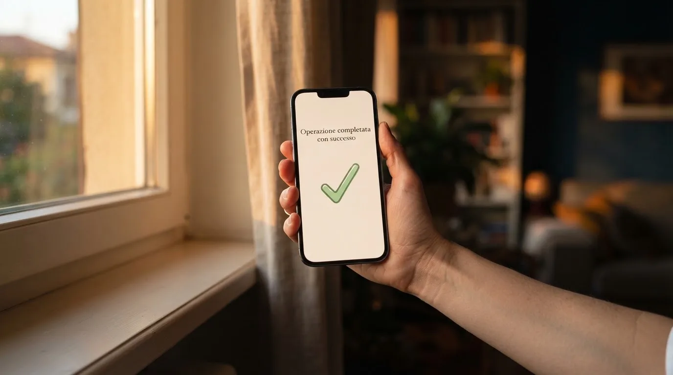 Mano che tiene uno smartphone accanto a una finestra, luce serale tranquilla — casino online con cie