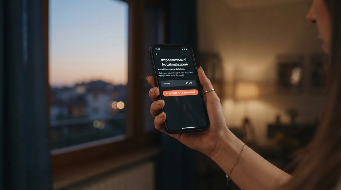 Mano che tiene uno smartphone accanto a una finestra, luce serale tranquilla — casino online italiani autorizzati aams